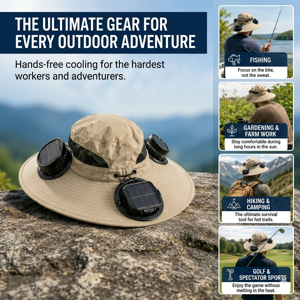 Solar/USB Powered Fan Safari Hat