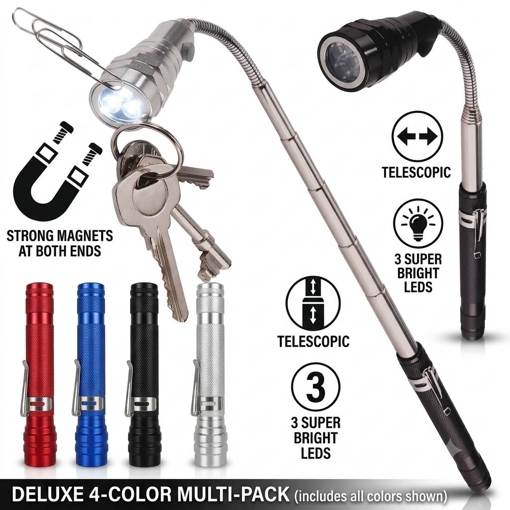 🎁🔥 Hot Sale | Telescoping Magnetic Pickup Tool with LED Flashlight