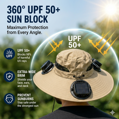 Solar/USB Powered Fan Safari Hat