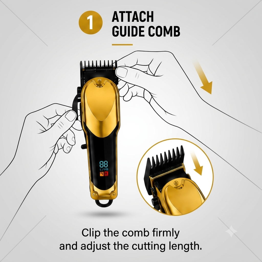 attach hair clipper guide comb