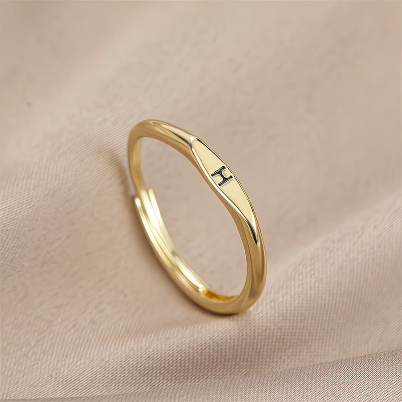 🎁14K Gold Filled Ring Gold Initial Ring Dainty Gold Simple Letter Band Rings
