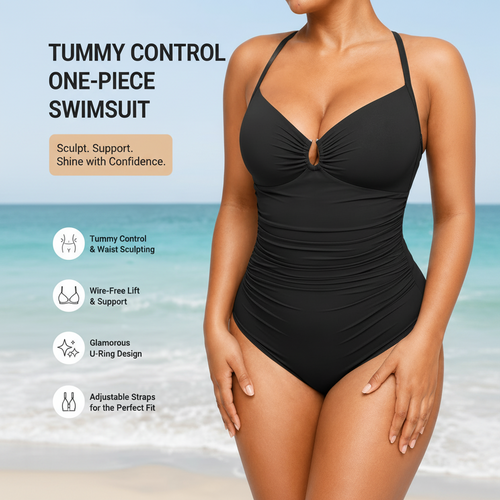 🔥2026 summer trend | Women's U-Ring Cut Out Slimming Swimwear One Piece Tummy Tucking Bathing Suit