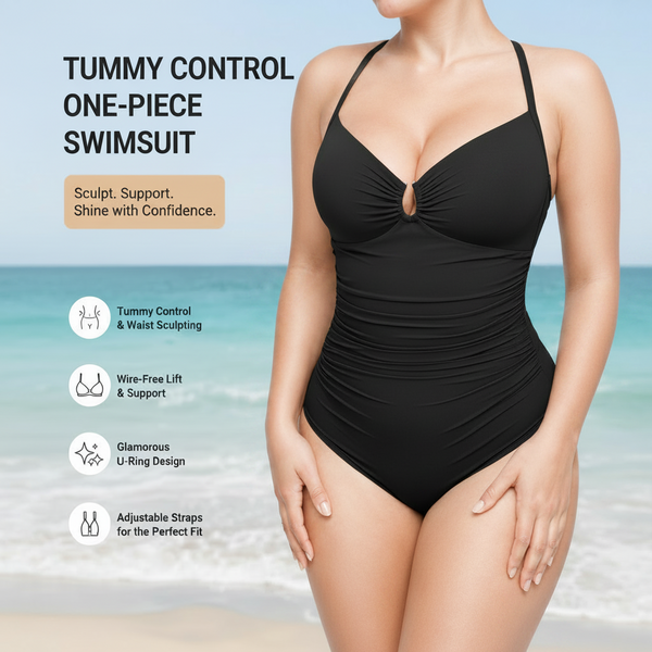 🔥2026 summer trend | Women's U-Ring Cut Out Slimming Swimwear One Piece Tummy Tucking Bathing Suit