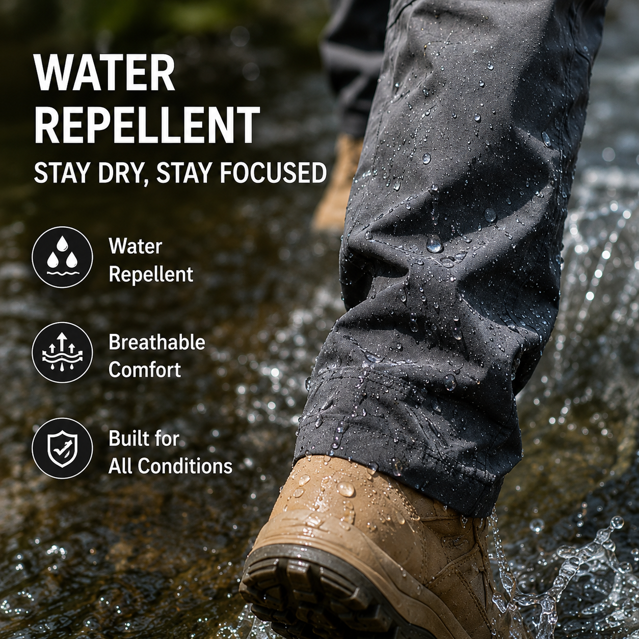 🔥LAST DAY 49%---Men's Waterproof Tactical Work Pants - Solid Color with Multi-Pockets for Outdoor Activities