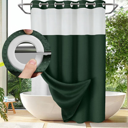 🎐Luxury Waffle Weave Shower Curtain Set with Sheer Liner & Hooks | Hotel Spa Collection