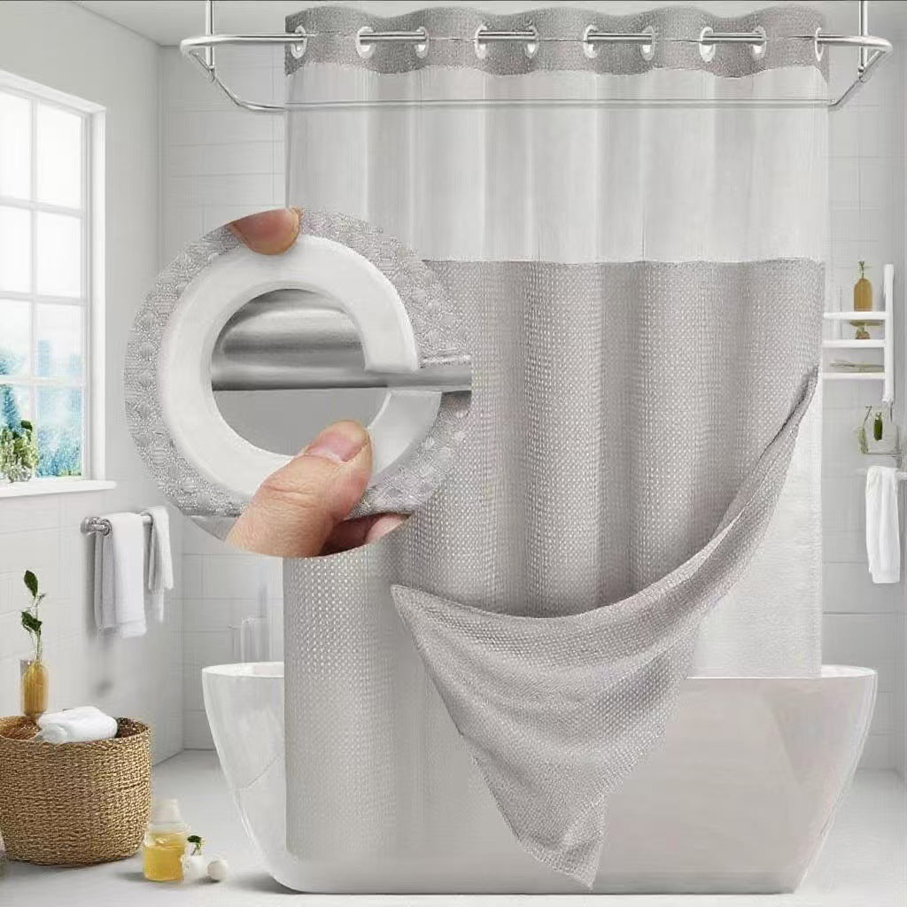 🎐Luxury Waffle Weave Shower Curtain Set with Sheer Liner & Hooks | Hotel Spa Collection