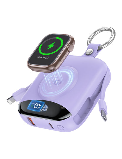 🔥 Hot Sale | 5000mAh Portable Charger Power Bank with Built-in Cables Travel Keychain Battery Pack