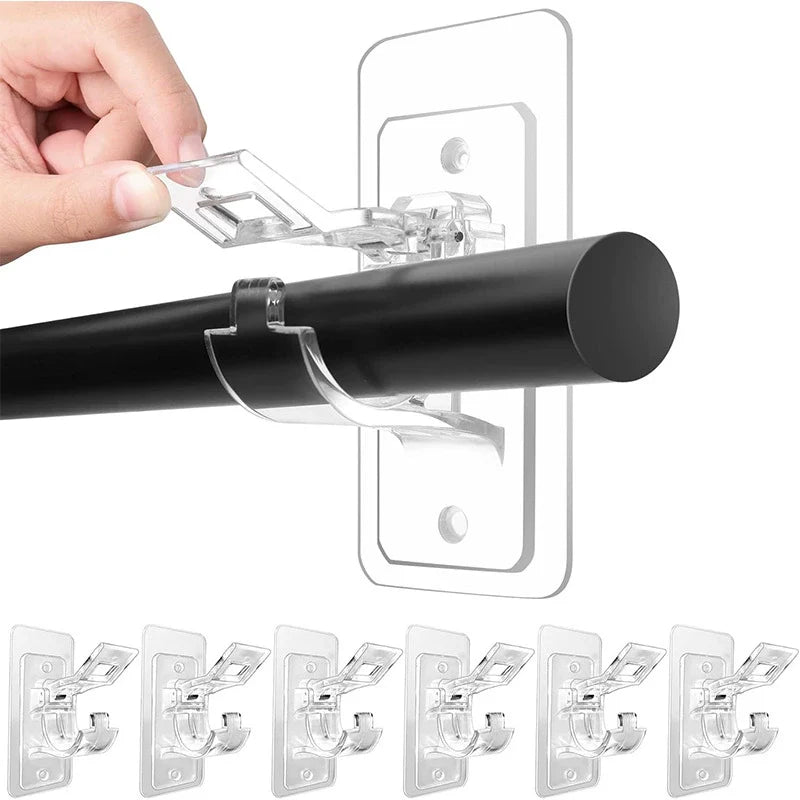 🏠🔨 Self Adhesive Rod Brackets, No Drill Needed Curtain Rod Holders