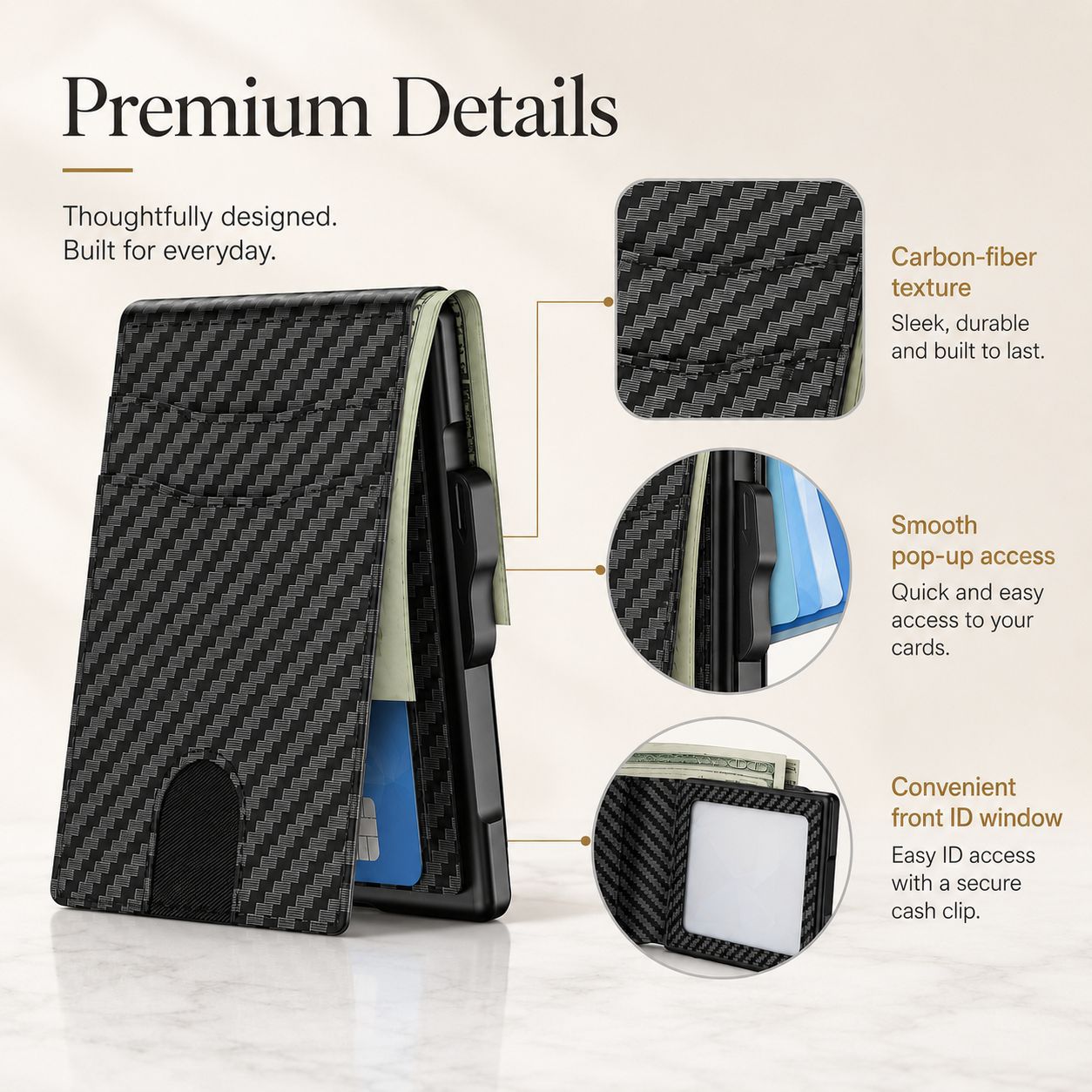 🎁Father's Day gift🎁Wallet for Men - Pop Up Case, Cash Slot, and Credit Card Slot