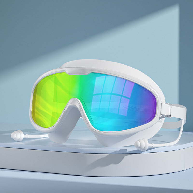🏊Swim Goggles for Adults, Anti-Fog UV400 Protection No-Leak Wide Vision Swimming Goggles with Swim Cap, Adjustable Quick-Release Big Frame Eyewear for Men Women