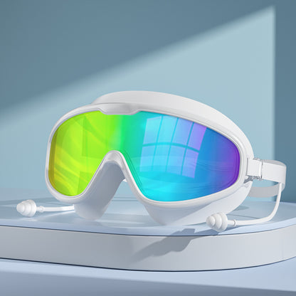 🏊Swim Goggles for Adults, Anti-Fog UV400 Protection No-Leak Wide Vision Swimming Goggles with Swim Cap, Adjustable Quick-Release Big Frame Eyewear for Men Women