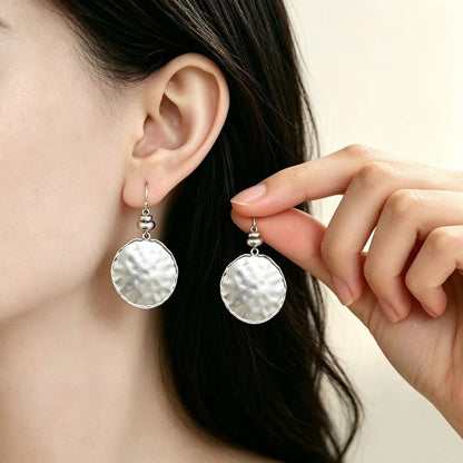 💫Vintage Hammered Metal Drop Earrings– Lightweight Geometric Statement Jewellery ✨