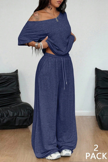Women's Off-Shoulder Top & Wide-Leg Pants Set