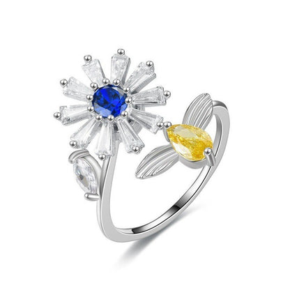 ☀️Sunflower Fidget Rings for Women,You are My Sunshine Chic Sunflower Open Ring