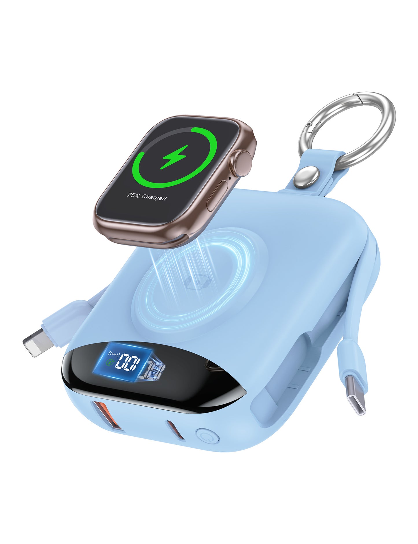🔥 Hot Sale | 5000mAh Portable Charger Power Bank with Built-in Cables Travel Keychain Battery Pack