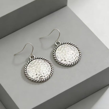 💫Vintage Hammered Metal Drop Earrings– Lightweight Geometric Statement Jewellery ✨