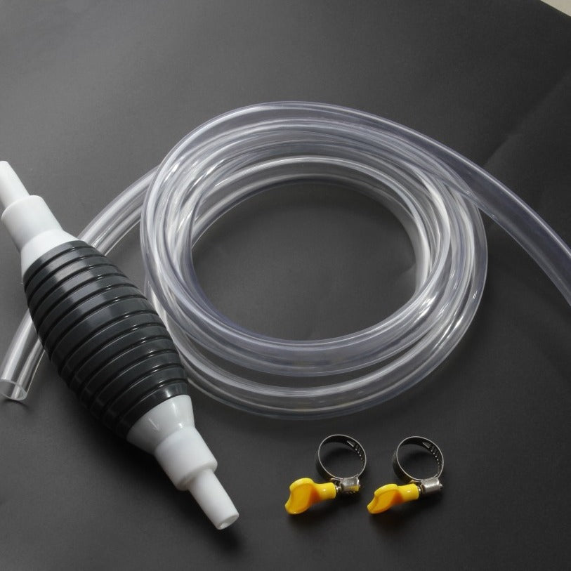 Manual Siphon Pump Kit with 1M Hose, Rubber Pump Bulb & 2 Hose Clamps, Liquid Transfer Pump for Fuel Water Oil, Car Boat Motorcycle