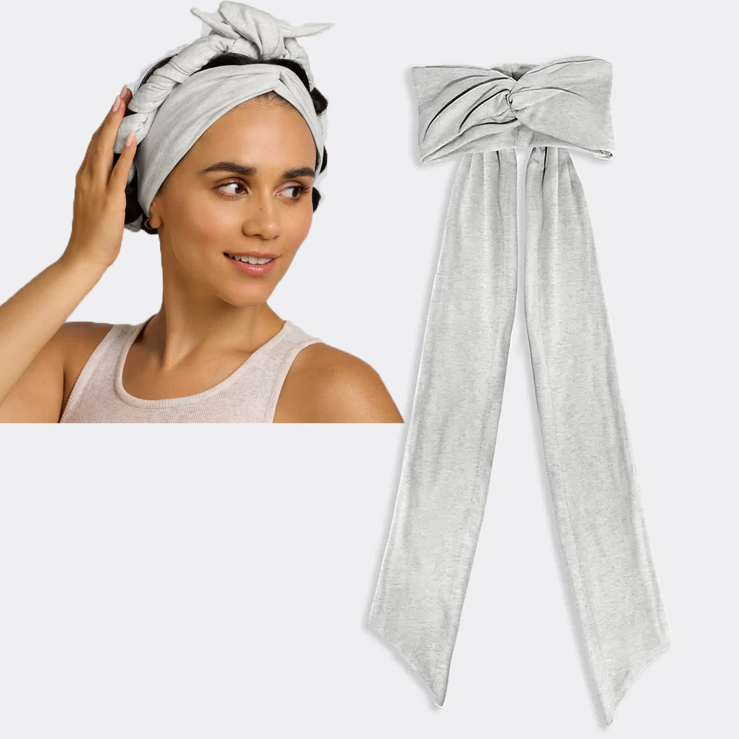 💆‍♀️Heather Gray Active Curling Headband – Heatless Hair Curler for Soft Waves & Curls