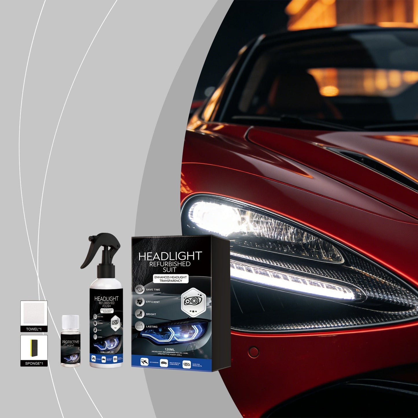🚘Automotive Headlamp Restoration Fluid Kit