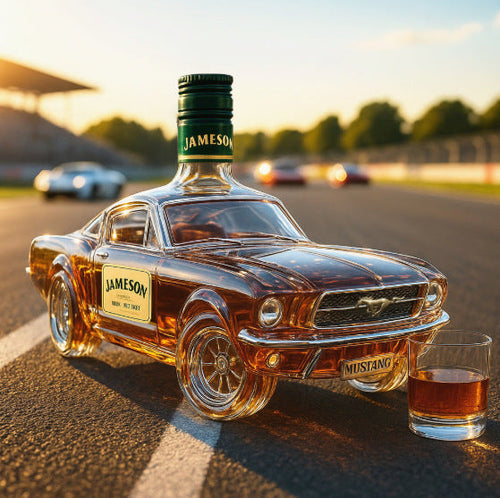 🔥Vintage Racing Car Crystal Glass Whiskey Decanter🥃