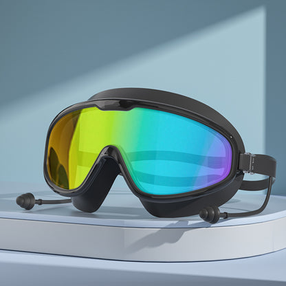 🏊Swim Goggles for Adults, Anti-Fog UV400 Protection No-Leak Wide Vision Swimming Goggles with Swim Cap, Adjustable Quick-Release Big Frame Eyewear for Men Women