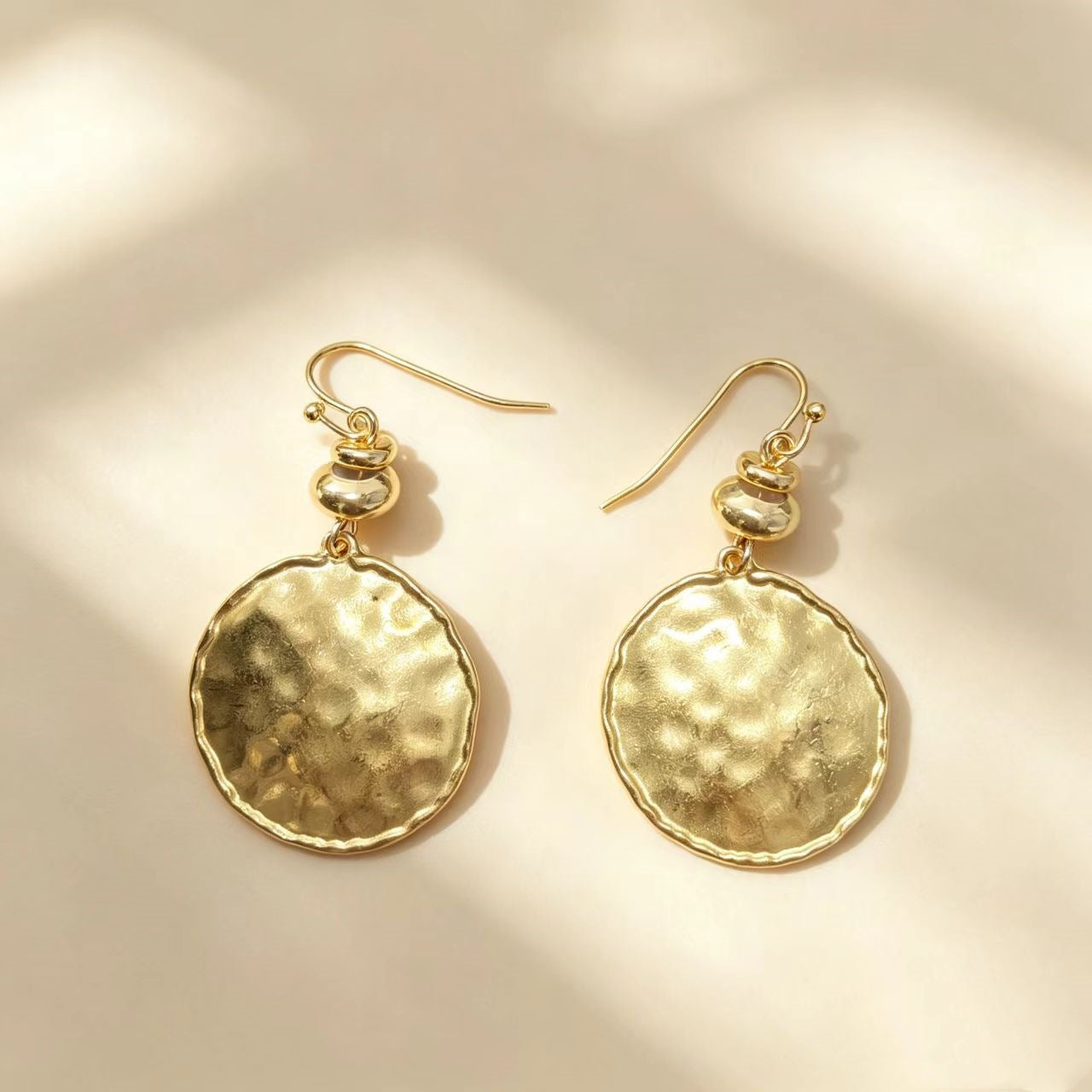 💫Vintage Hammered Metal Drop Earrings– Lightweight Geometric Statement Jewellery ✨