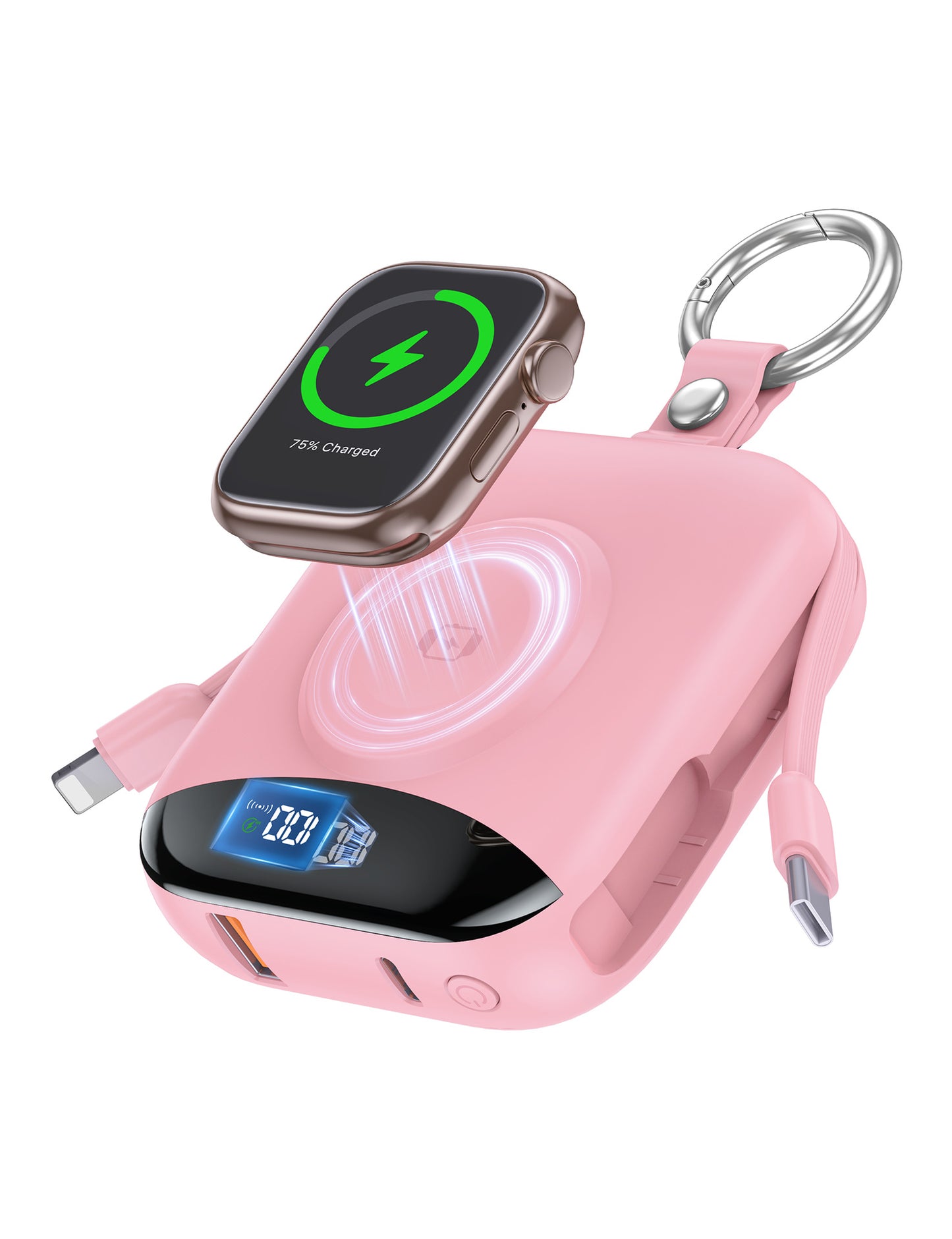 🔥 Hot Sale | 5000mAh Portable Charger Power Bank with Built-in Cables Travel Keychain Battery Pack