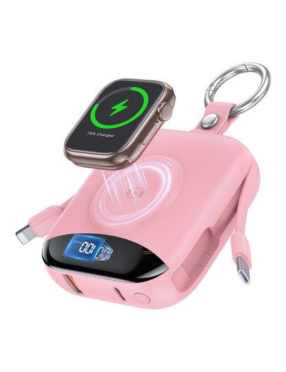 🔥 Hot Sale | 5000mAh Portable Charger Power Bank with Built-in Cables Travel Keychain Battery Pack