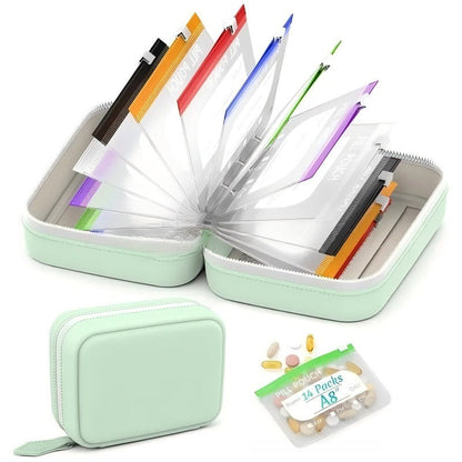 💊 Waterproof Pill Pouch Set – 14pcs A8 Bags, 7–14 Day Med Organizer with Color Labels