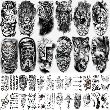 Large Black Temporary Tattoo Stickers