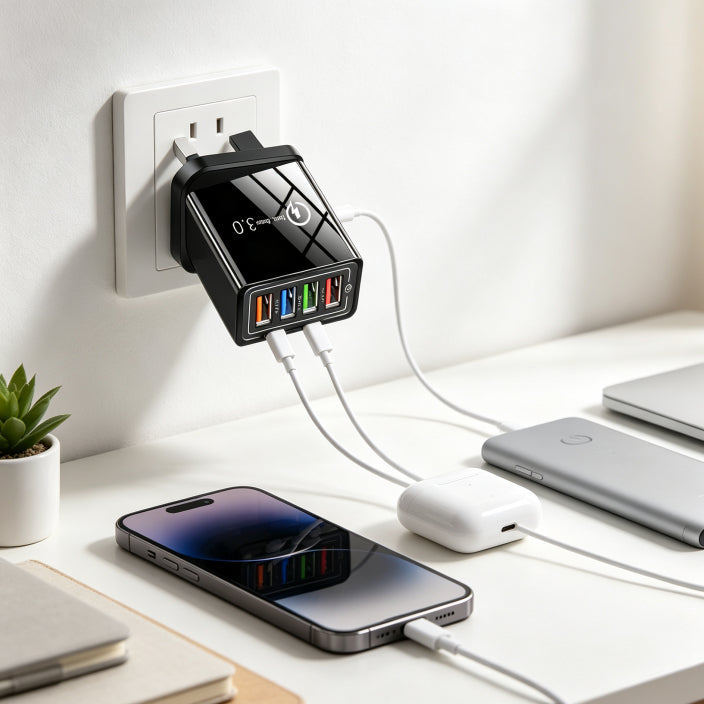 ⚡ One Charger. Four Devices. Zero Waiting.