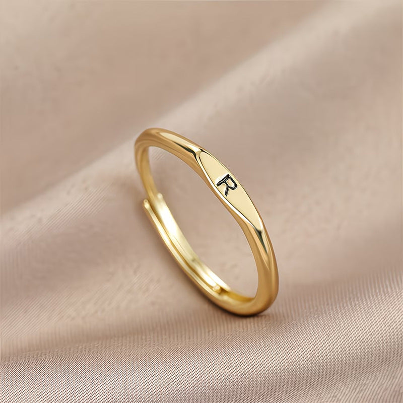 🎁14K Gold Filled Ring Gold Initial Ring Dainty Gold Simple Letter Band Rings