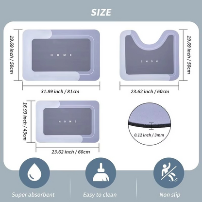 🛁 3-Piece Anti-Slip Bathroom Mat Set