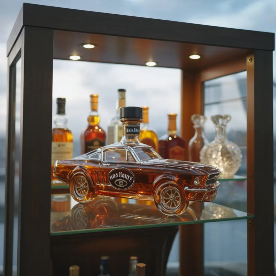 🔥Vintage Racing Car Crystal Glass Whiskey Decanter🥃