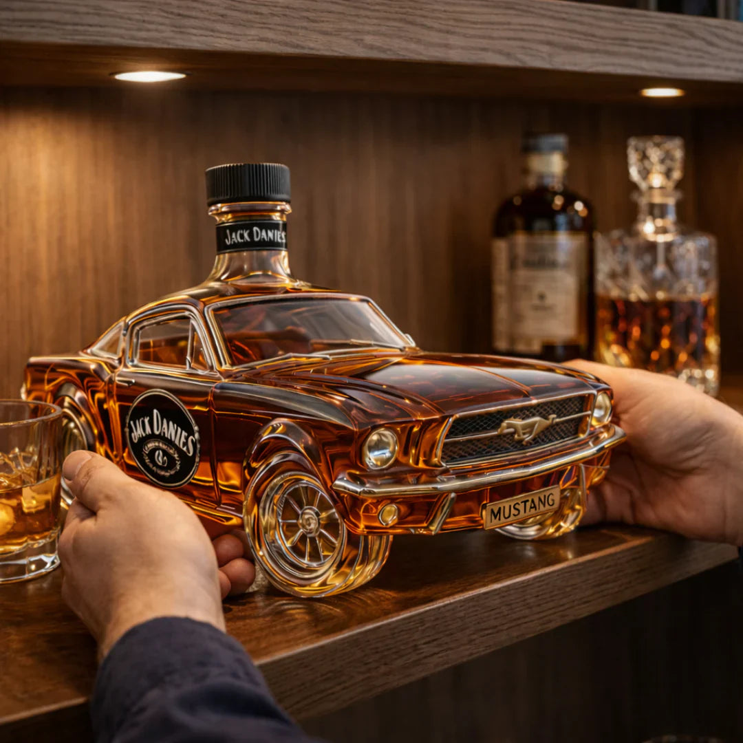 🔥Vintage Racing Car Crystal Glass Whiskey Decanter🥃