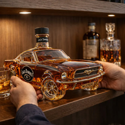 🔥Vintage Racing Car Crystal Glass Whiskey Decanter🥃