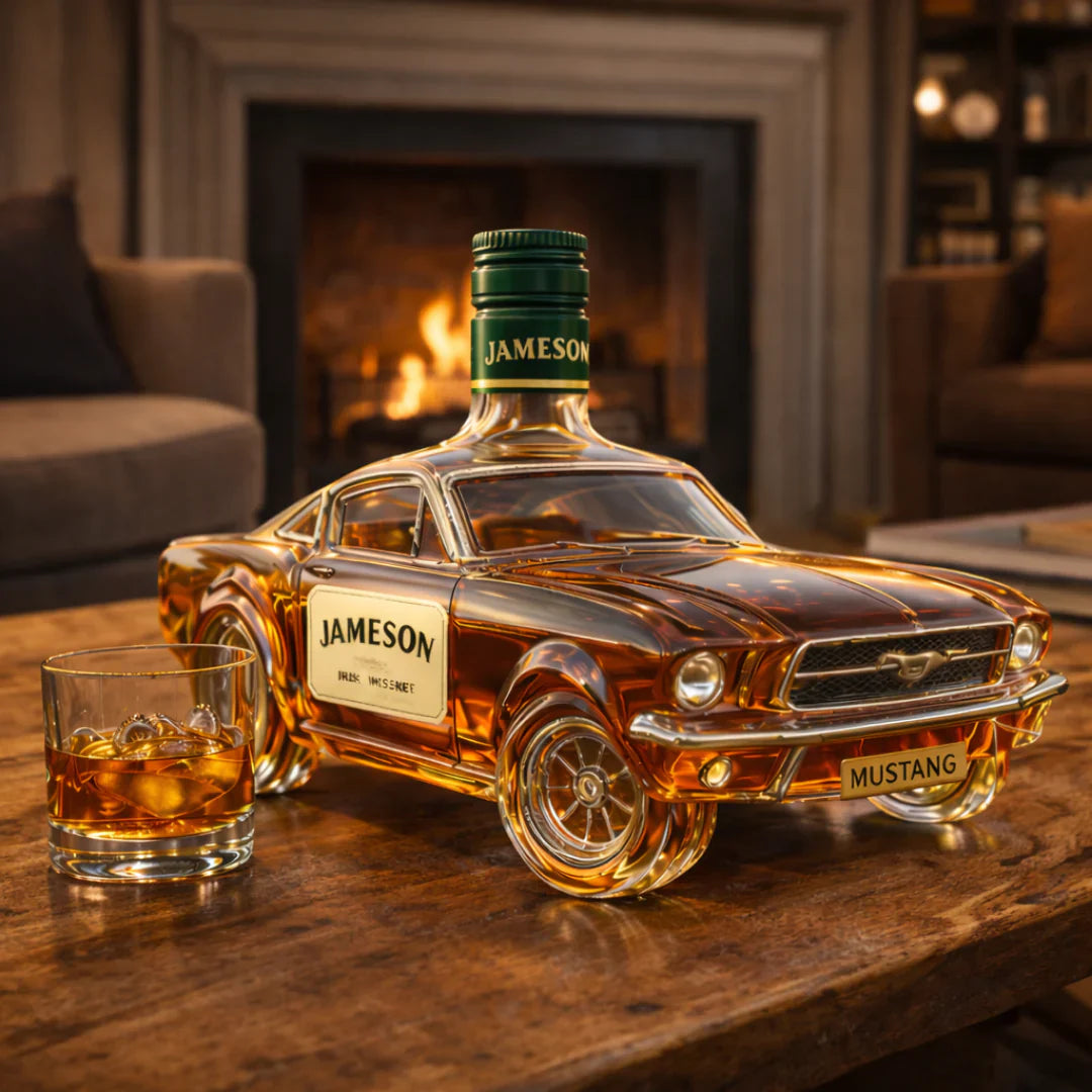🔥Vintage Racing Car Crystal Glass Whiskey Decanter🥃