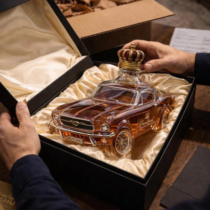 🔥Vintage Racing Car Crystal Glass Whiskey Decanter🥃