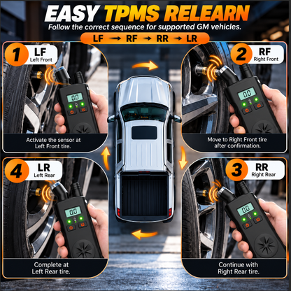 🚗 2-in-1 GM TPMS Relearn Tool & Digital Tire Pressure Gauge — 150 PSI