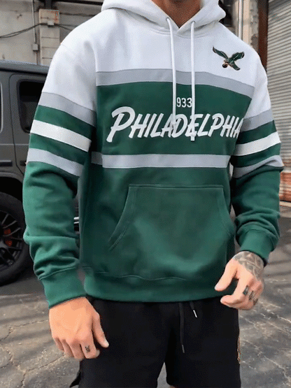 🏈 Game Day Deal – Retro Colorblock Fan Hoodie 🔥 Cozy Long-Sleeve Streetwear for Sports Days & Everyday Looks 👟