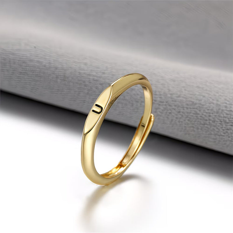 🎁14K Gold Filled Ring Gold Initial Ring Dainty Gold Simple Letter Band Rings