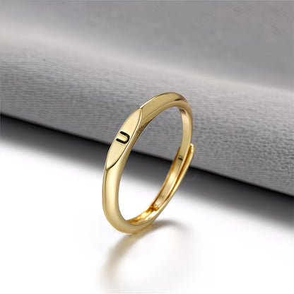 🎁14K Gold Filled Ring Gold Initial Ring Dainty Gold Simple Letter Band Rings