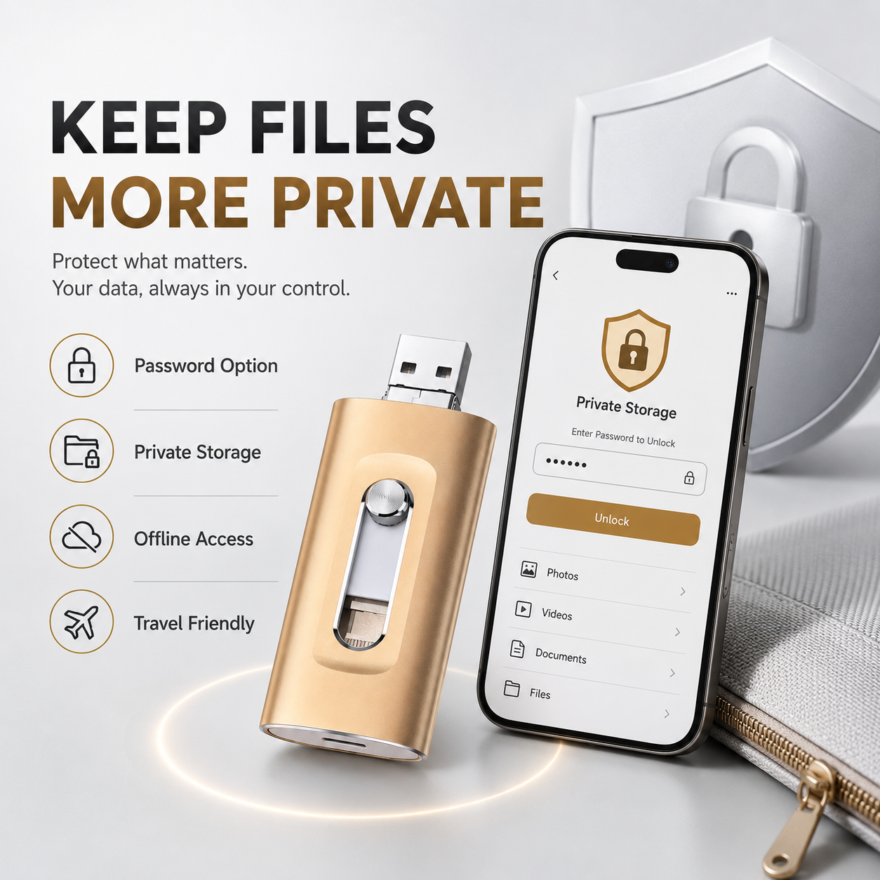 📱 4-in-1 USB Flash Drive for Phone & Computer – High-Speed Photo Backup & Multi-Port Memory Stick