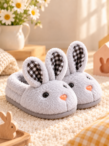 🐰 Cozy 3D Bunny Plush Slippers for Kids – Soft Warm Indoor House Shoes