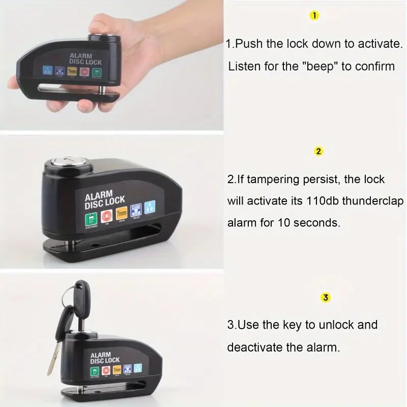 🛡️ Motorcycle Disc Brake Lock Alarm | 110dB Anti-Theft Security