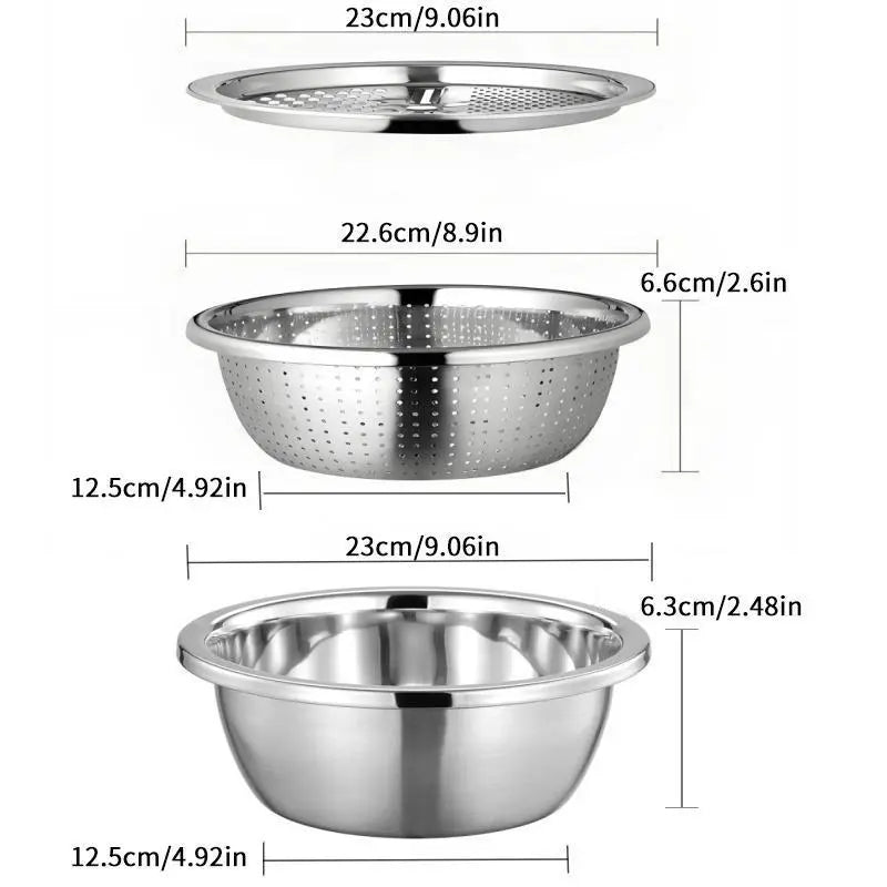 👑Kitchen Trend🔥3-in-1 Stainless Steel Strainer Set