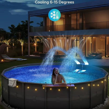 Solar Pool Fountain with Lights Dual Arc