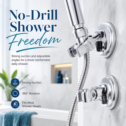 Adjustable shower head holder - Detachable shower head holder with suction cup - Drill-free shower head holde