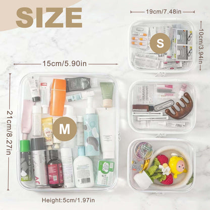 🌟Clear Organizer Storage Box 🌟4PCS Clear Hard Zipper Case PVC Plastic Clear Storage Containers