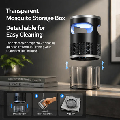 Indoor Insect Trap with Light and Suction Non Zapper Flying Bug Catcher for Mosquitoes Fruit Flies Gnats and Moths